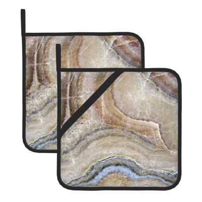 Onyx Stone Pale Blue Square Heat-Resistant Potholders, 2-Pack