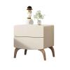 HIHELO Wooden Nightstand with Artistic Cream Design, 45 × 40 × 49 cm view 1