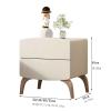 HIHELO Wooden Nightstand with Artistic Cream Design, 45 × 40 × 49 cm view 2