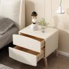 HIHELO Wooden Nightstand with Artistic Cream Design, 45 × 40 × 49 cm view 3