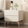 HIHELO Wooden Nightstand with Artistic Cream Design, 45 × 40 × 49 cm view 4