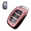 Sainanar Soft TPU Car Key Fob Cover for Hyundai Sonata Tucson Verna Elantra Reina IX25 IX35, Carbon Fiber, A Smart, 3 Buttons, Rose Gold view 2