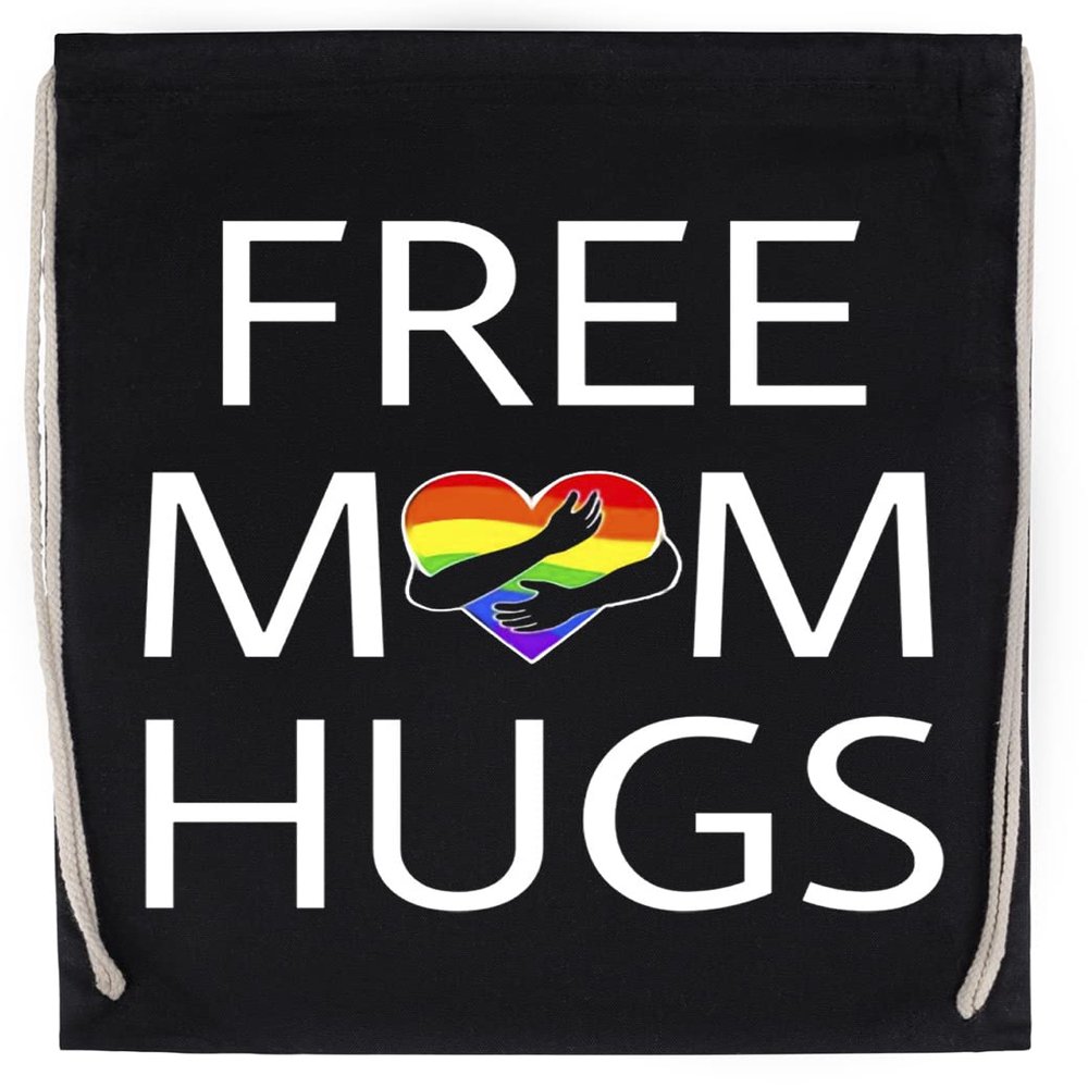 Capzy Free Mum Rainbow Hugs 1 Black Drawstring Sports Bag