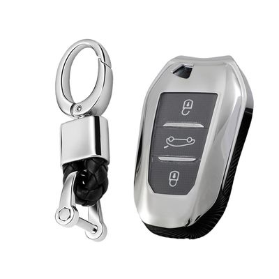 KUNIO TPU Key Fob Cover for Peugeot and Citroën, 3 Buttons, Silver B