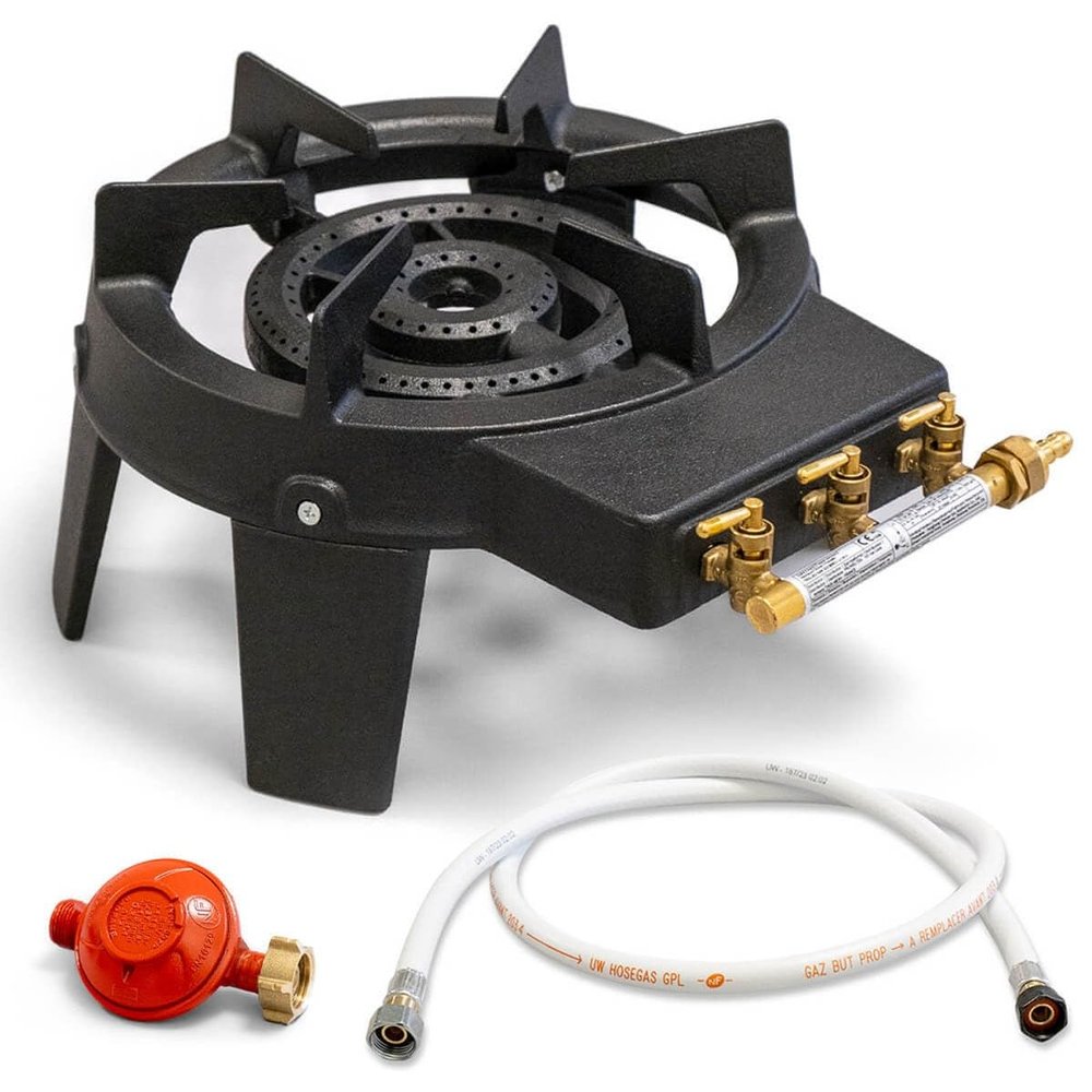 PROWELTEK Triglav 9800 Cast-Iron Gas Stove, 2 Burners, 4 Feet
