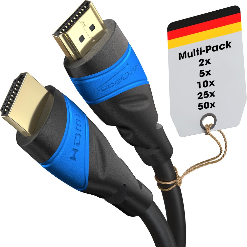 KabelDirekt 8K & 4K HDMI Cable, 25 x 2 m, German Flexcore Technology