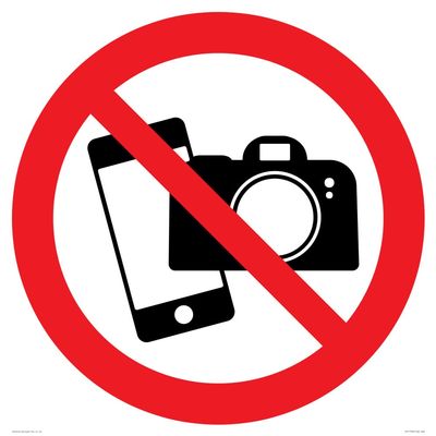 P932 Prohibition: No Filming or Photography Sign, 600 x 600 mm, S60