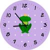 Shirtinstyle Handmade Frog Wall Clock for Children’s Room, Personalized Name, 29 cm, Pastel Lilac view 1