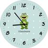 Shirtinstyle Handmade Frog Wall Clock for Children's Room with Custom Name, 29 cm, Pastel Mint view 1