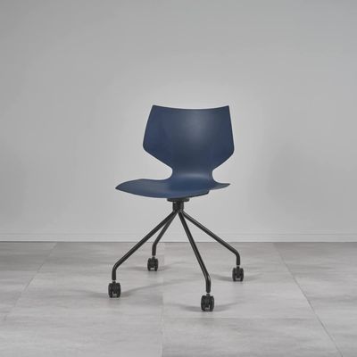JULIEN Chair with Black Metal Frame and Casters | 3 Colors, Dark Blue