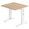 bm O-Series Height-Adjustable Desk 80 x 80 cm, Oak, White Frame view 1