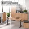 bm O-Series Height-Adjustable Desk 80 x 80 cm, Oak, White Frame view 2