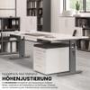 bm O-Series Height-Adjustable Desk 80 x 80 cm, Oak, White Frame view 3