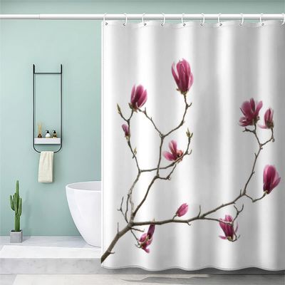 VASENA 180 x 180 cm Shower Curtain with 3D Magnolia Branch Design