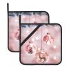 Square Heat-Resistant Pot Holders with Pink Christmas Ornament Print, 2-Piece Set view 1