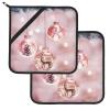 Square Heat-Resistant Pot Holders with Pink Christmas Ornament Print, 2-Piece Set view 2