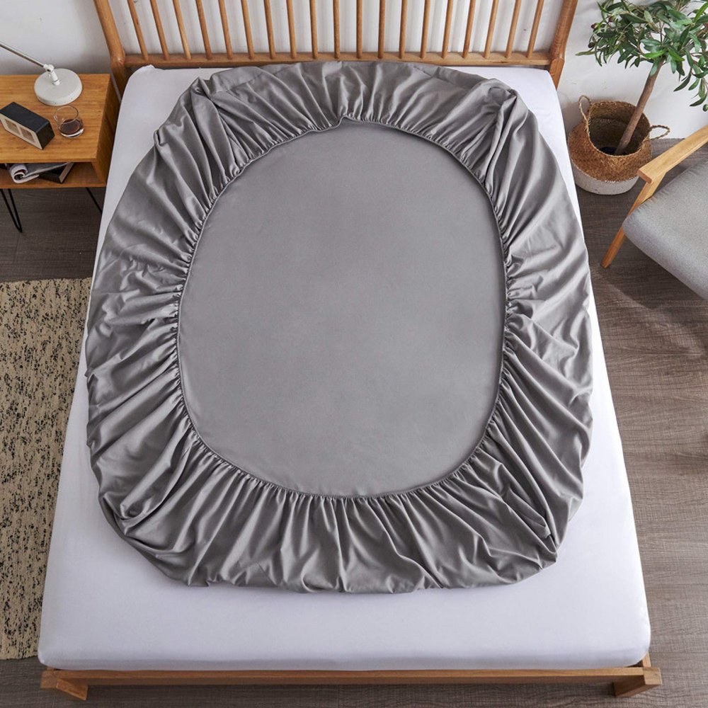 JIANINGHOME 100% Cotton Fitted Sheet, Jersey Stretch, Soft and Breathable, Wrinkle-Resistant, 150 x 190 + 15 cm