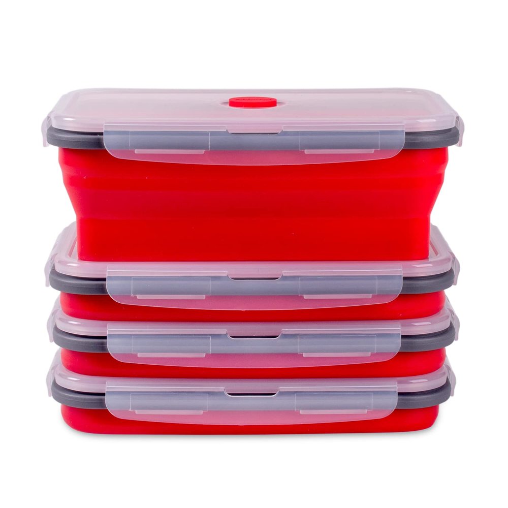 Collapsible Food Storage Containers with Airtight Lids, 1.2 L, Set of 4