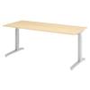 bm Manual Height-Adjustable Desk 180 x 80 cm, Maple, Silver Frame view 1