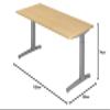 bm Manual Height-Adjustable Desk 180 x 80 cm, Maple, Silver Frame view 3
