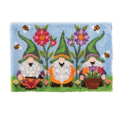 ROCKY&CHAO Latch Hook Rug Kit, DIY Rug-Making Set, 60 x 40 cm, Three Old Dwarfs