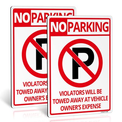 Anley No Parking Sign, 14 x 10 in, 40 Mil Rust-Free Weatherproof Aluminum, Easy Installation, Metal Outdoor Warning Signs, 2-Pack