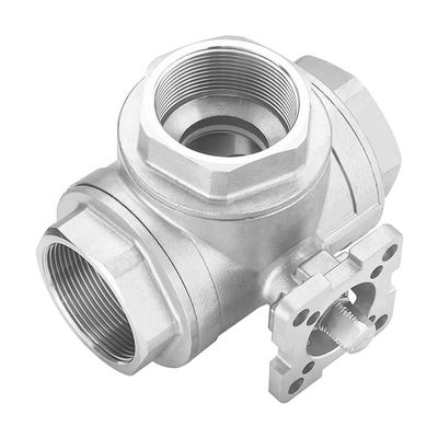 MOZTO 1-Piece Three-Way Pneumatic High-Platform Ball Valve, Stainless Steel, Female Thread, DN8–25 (DN8, L-Type)