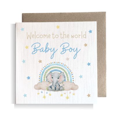 Second Ave New Baby Congratulations Card, Elephant Design, Square