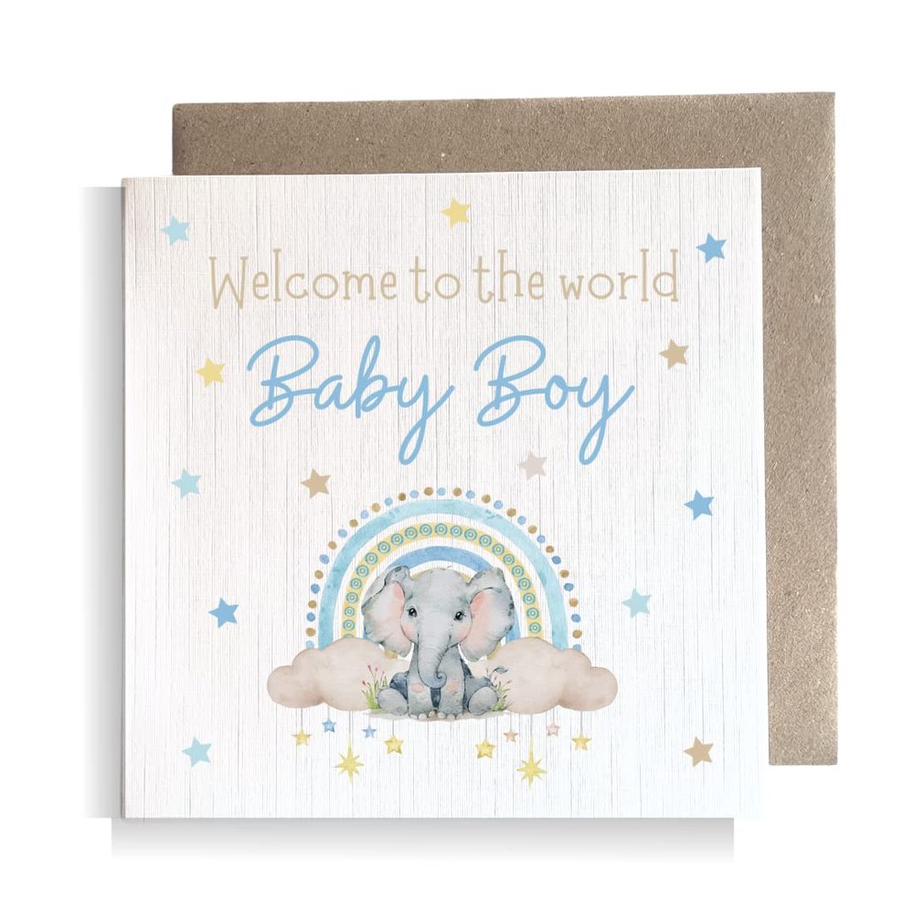 Second Ave New Baby Congratulations Card, Elephant Design, Square