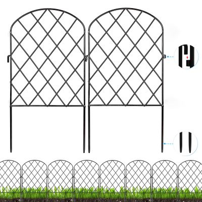 Getlay Decorative Garden Fence, 3 m x 61 cm, Black Rust-Resistant Metal, 10 Panels