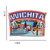 Wichita Kansas USA Wooden 3D Landmark Refrigerator Magnet, Handmade Travel Souvenir -1870 view 3