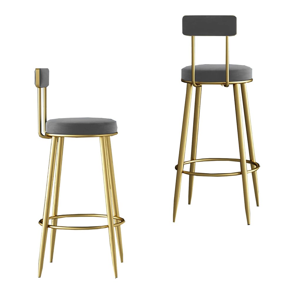 Velvet Bar Stools Set of 2 with Backrests