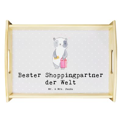 Mr. & Mrs. Panda Panda “Best Shopping Partner in the World” Wooden Breakfast Tray