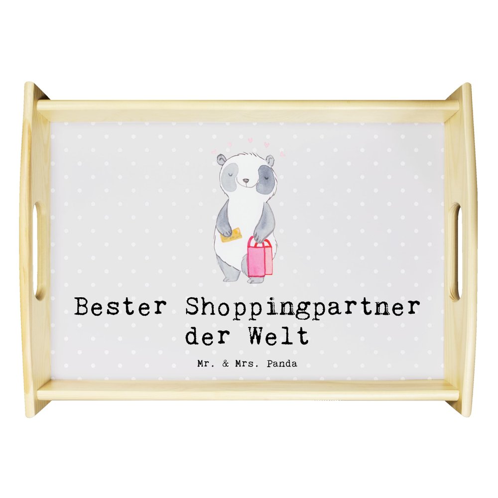 Mr. & Mrs. Panda Panda “Best Shopping Partner in the World” Wooden Breakfast Tray