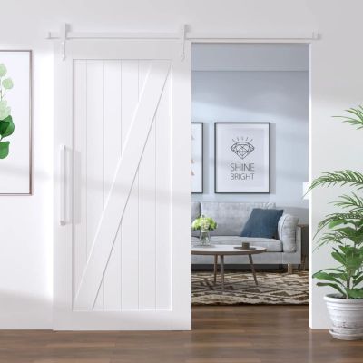 ZHOUMIN Sliding Door Hardware Set, 200 cm Steel Track, White