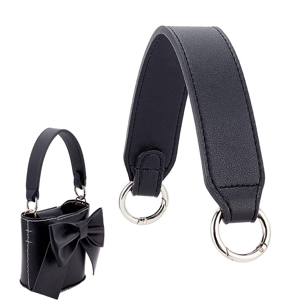 WADORN 33.5 cm Black PU Leather Purse Strap with Platinum Buckles