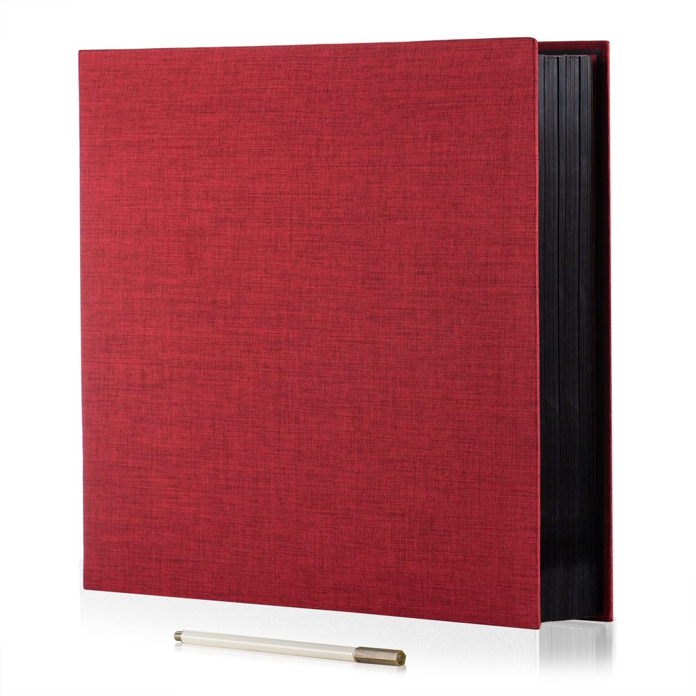 HoneyTolly Large Self-Adhesive Photo Album, 33 x 32 cm, Linen Cover, Scrapbook Album with Pen