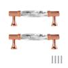 SYDARSYN 2-Pack Crystal Drawer Pulls, 128 mm Hole Spacing, Clear Glass and Brass view 1