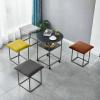 Nesting Ottomans Coffee Table 5-Piece Set with 4 Colorful Stackable Ottoman Stools and Black-Framed Side Table with Casters view 1