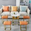 Nesting Ottomans Coffee Table 5-Piece Set with 4 Colorful Stackable Ottoman Stools and Black-Framed Side Table with Casters view 2