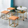 Nesting Ottomans Coffee Table 5-Piece Set with 4 Colorful Stackable Ottoman Stools and Black-Framed Side Table with Casters view 3