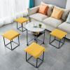 Nesting Ottomans Coffee Table 5-Piece Set with 4 Colorful Stackable Ottoman Stools and Black-Framed Side Table with Casters view 4