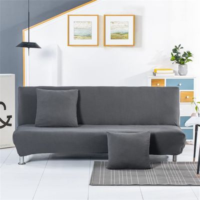 Hiseng Armless 3-Seater Sofa Cover, Stretch Slipcover, Dark Gray, 120–155 cm