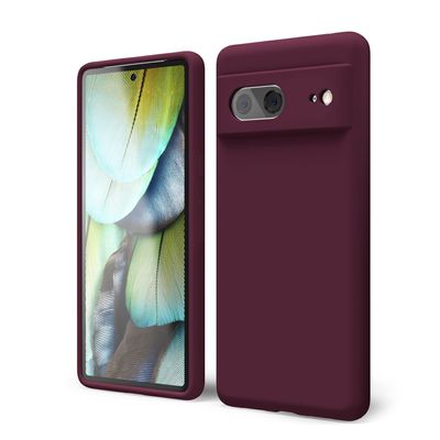Oakxco Silicone Case for Google Pixel 7a with Camera Protection, Slim Matte Design, Bordeaux Red