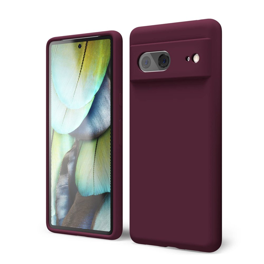 Oakxco Silicone Case for Google Pixel 7a with Camera Protection, Slim Matte Design, Bordeaux Red