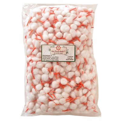 Aashita Creations Cotton Wicks, Diya Batti for Puja, Handmade Round Phool Batti, Red, 500-Pack