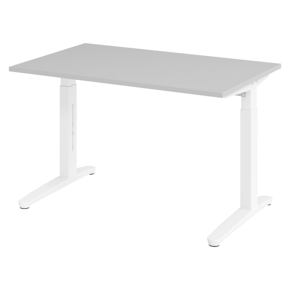 bm Manual Height-Adjustable Desk 120 x 80 cm, Gray with White Frame