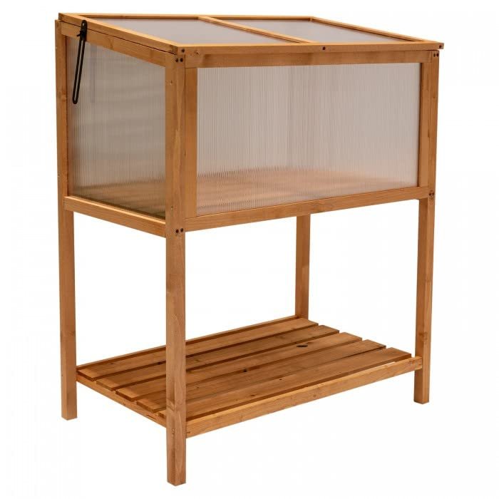 Grindi Abelia Cold Frame Greenhouse with Wooden Cover, 90 x 50 x 93 cm