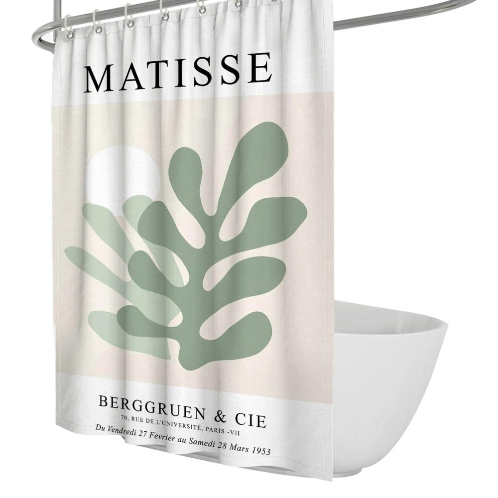 BYJING Art Henri Matisse Modern Aesthetic Shower Curtain, Green Gradient, 153 x 183 cm