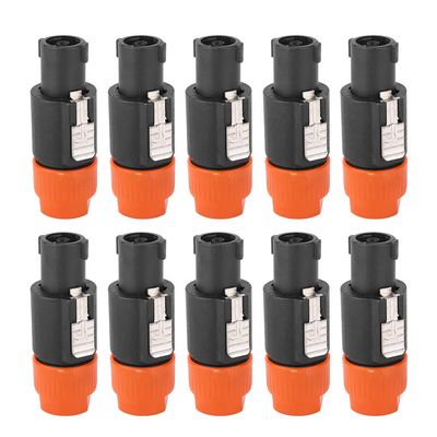 LIYJTK 10-Pack C-NL4FC 4-Pole Waterproof Speaker Connectors, Orange